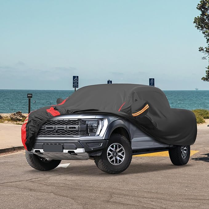 Car Cover Outdoor Automobiles Waterproof All Weater Truck Cover for Nissan Frontier, Ford F100 Ranger, Chevy C10 S10 etc, Regular Cab Short Box. Length: Up to 210 inches.