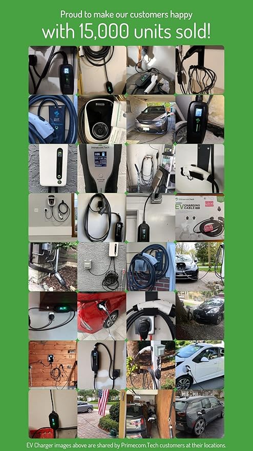 PRIMECOM Level 2 EV Charger 220/240V, 16A, 30ft & 50ft, Portable EVSE Electric Vehicle Charging Cable Compatible with Bolt Volt Leaf BMW i3 Fiat 500e Clarity NIRO Prius (6-20P, 50 Feet)