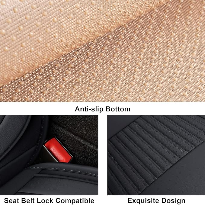 LINGVIDO Car Seat Covers, Breathable and Waterproof Faux Leather Automotive Seat Covers for Cars SUV Pick-up Truck Sedan,Universal Anti-Slip Driver Seat Cover with Backrest (Full Seat, Black)
