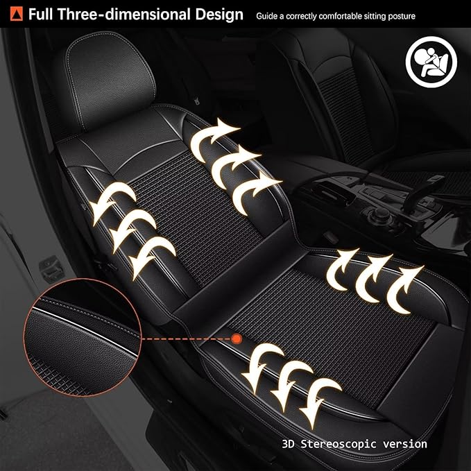 Front Seat Covers for Toyota Camry 2012-2023 2024 2025 Leather Ice Silk Breathable Car Seat Cover Protector (2 Seats & Black)