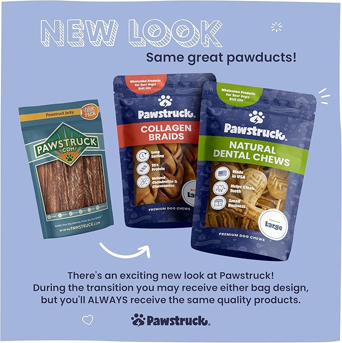 Pawstruck Natural 12” Braided Bully Sticks for Dogs - Tough, Long-Lasting, Rawhide-Free, Low Odor, Healthy Single Ingredient Chew Treat for Aggressive Chewers - 10 Count - Packaging May Vary