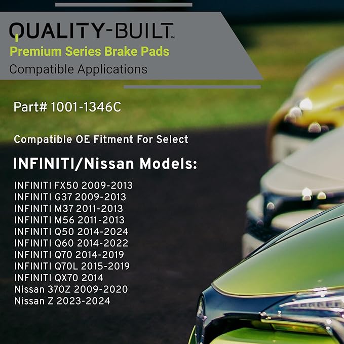 Premium Ceramic Front Brake Pads (1001-1346C) Compatible with 2009-2024 INFINITI/Nissan (370Z/FX50/G37/M37/M56/Q50/Q60/Q70/Q70L/QX70/Z)