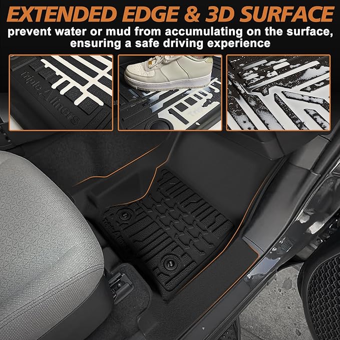 TripleAliners Floor Mats All Weather Liners Compatible with Toyota 2025 4Runner Accessories Custom Fit TPE Heavy-Duty 1st & 2nd & 3rd Row Waterproof Anti-Slip Floor Liners (7 Seats ONLY)