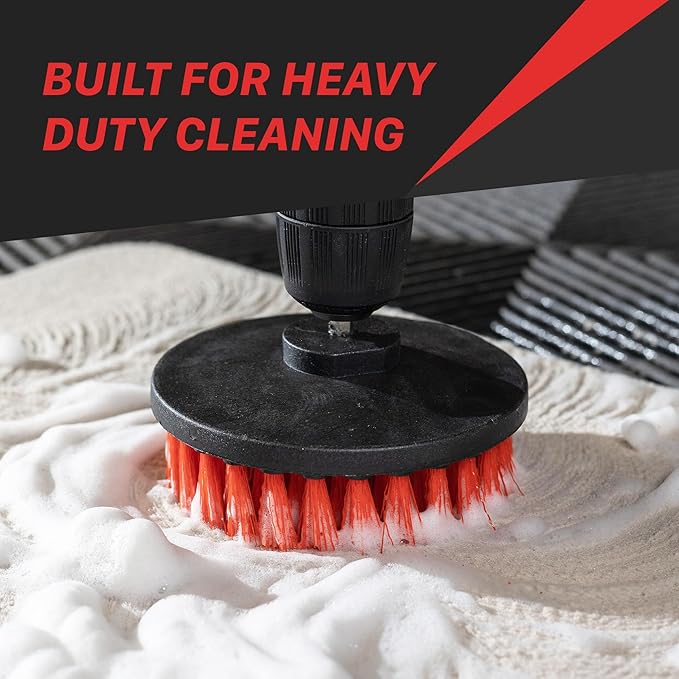 Maxshine M8 Medium-Duty Upholstery Carpet Brush with Drill Attachment - Removes and Scrubs Grime, Stains, and Spots from All Types of Upholstery and Carpets in Leather and Fabric (4")