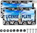Automotive Exterior Accessories Black and White License Plate Frames Beautiful Hibiscus Flowers Universal Aluminum Car Accessory 2 Pack with Screw Covers Set