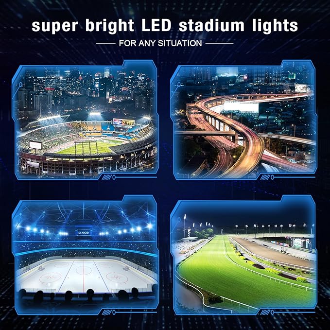Stadium Lights Outdoor LED, 600W Heavy-Duty Sport Court Floodlight Super Bright Commercial Arena Light Daylight IP66 10KV Waterproof Round for High Mast Ideal Large Field Lighting