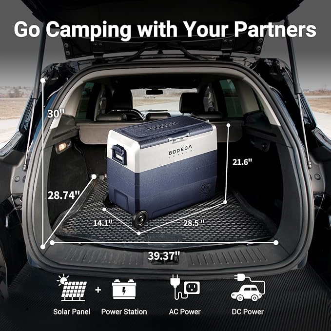 BODEGACOOLER 12 Volt Portable Refrigerator,64 Quart Car Fridge Dual Zone -4℉-68℉,60L Car Freezer APP Control,Electric Compressor Cooler 12/24V DC and 100-240V AC for RV,Camping,Travel,Truck,Vehicles