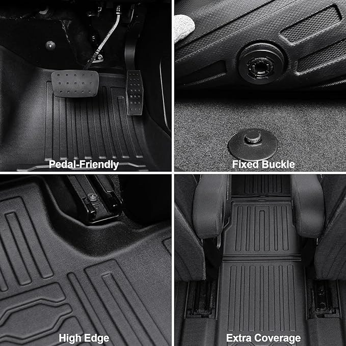 Floor Mats for 2017-2023 GMC Acadia (6-seat), All Weather TPE 2-in-1 Cargo Mat with Backrest Mat for Acadia Accessories