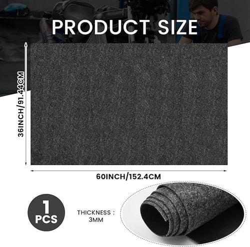1 Pcs 36 x 60 Inch Oil Spill Mat for Driveway Garage Under Car Leaks Absorbent Oil Pad, Black Rubber Mat Garage Floor Protecting with Waterproof Backing, Reusable, Washable, Non Slip