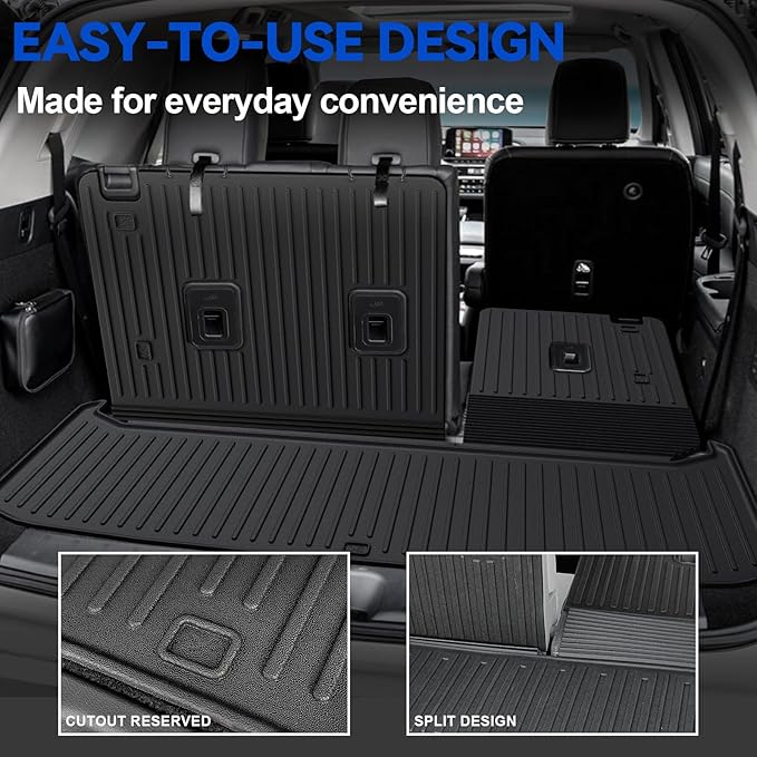 Floor Mats Set for 2022-2025 Nissan Pathfinder 7/8 Seats Accessories, Full Coverage All Weather Floor Mats Cargo Mat with Backrest Protectors - Includes Trunk Lower Mat & Door Sill Guards