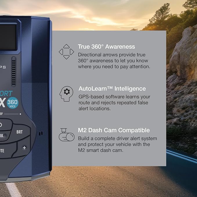 Escort MAX 360 MKII Radar Detector with EZ Mag Mount - Exceptional Range, True 360° Awareness, AutoLearn Intelligence Rejects False Alerts, Sleek Magnetic Mount for Escort Models