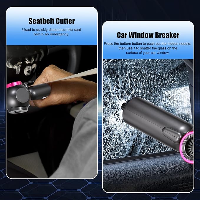 Car Vacuum Portable Handheld Cordless Vacuums, 20000PA Suction, 6000mAh Blower, Window Breaker, Seatbelt Cutter for Car, Home & Office Cleaning