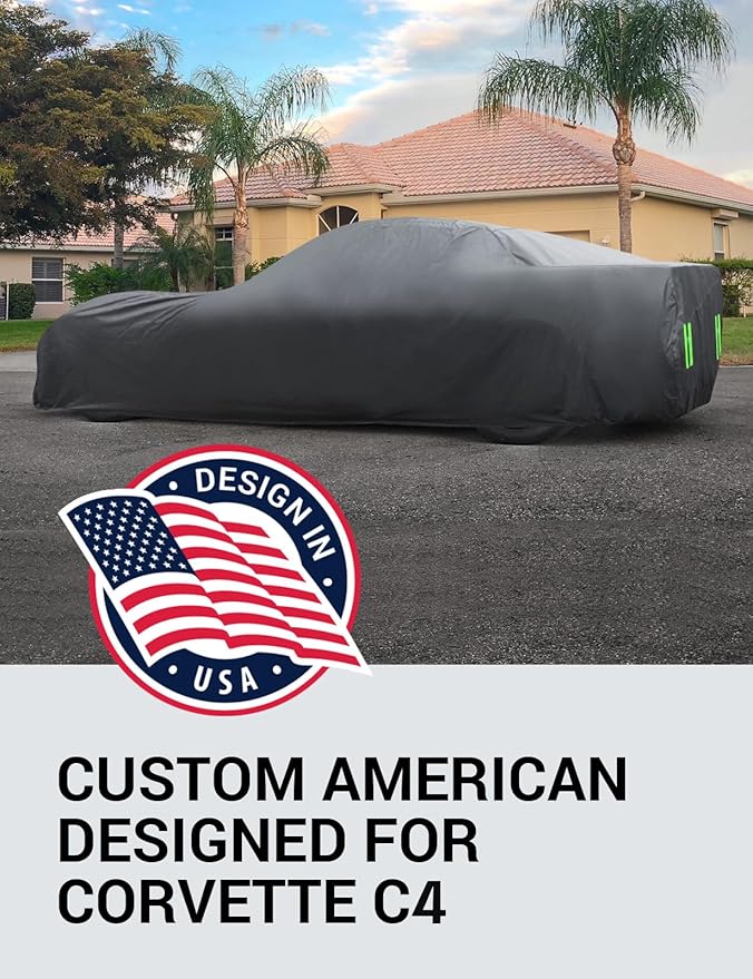 Proadsy 2025 Upgrade Car Cover Compatible with C4 Corvette 1984-1996 Windproof All Weather Waterproof Sun Rain UV Dust Snow Protection Outdoor Covers