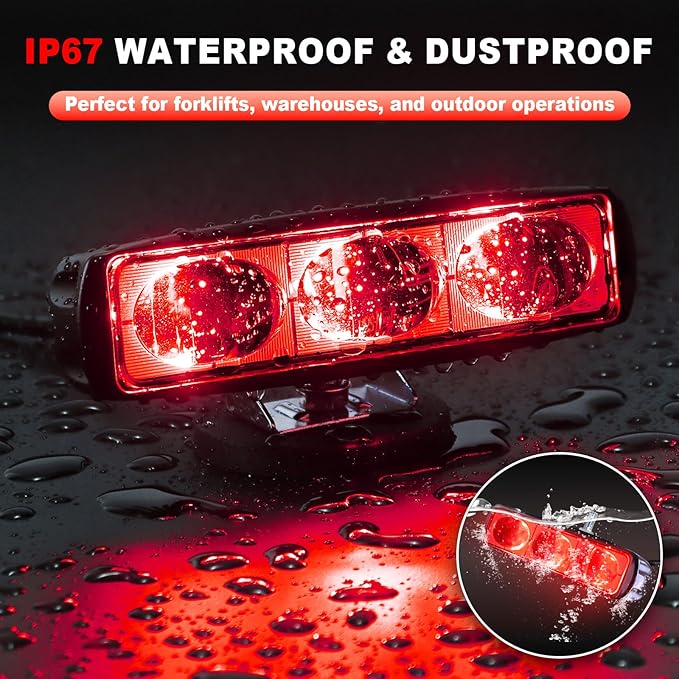 2Pcs Forklift Safety Light Red, 30W Straight Line Forklift and AGV Safety Indicator Warehouse Hazardous Area Warning Light for Warehouse and Industrial Use (DC 10-100V)