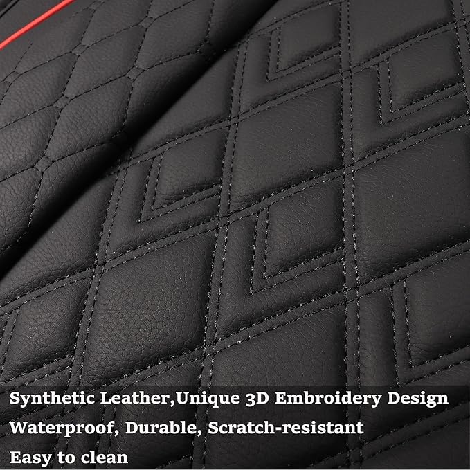 JOJOBAY Car Seat Covers for Dodge Ram 2 Pcs Front,Fit Ram 2009-2025 1500/2500/3500 Pick-up Truck,Crew,Regular,Quad,Mega Cab,Waterproof Leather Seat Covers Protectors（2 PCS Front,Black/Red）