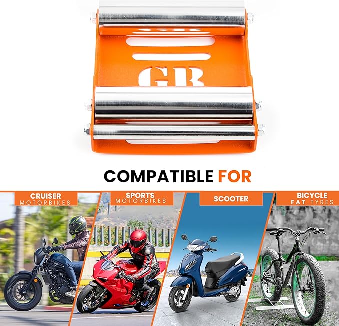 Grand Pitstop Motorcycle Wheel Cleaning Stand - Paddock Stand Replacement - Wheel Roller Stand for tire Cleaning & Chain Lubrication - GRoller Medium (Bikes < 485 lb & Tyre Width <180 mm)