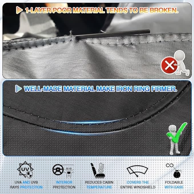 Windshield Sun Shade for 2022-2025 2026 Rivian R1T Truck Accessories Thicken 6-Layer Front Window Sunshade Cover Sun Visor Protector Foldable Block UV Rays Keep Vehicle Cool
