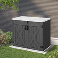 YITAHOME Outdoor Resin Storage Sheds with X-Shaped Lockable Door, 39 in Height Lockable Waterproof Horizontal Shed w/o Shelf, Easy to Assemble Shed Storage for Garden Tools, Dark Gray