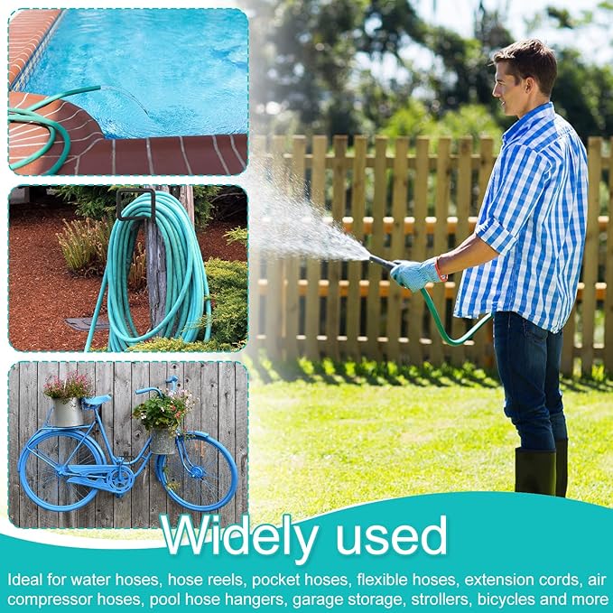 Metal Garden Hose Hook Heavy Duty Water Hose Hook Wall Mounted Garage Hook Sturdy Storage Bracket Stand Organizer 40lbs for Water Extension Cords Black