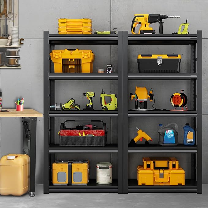 TOPKEY Metal Storage Shelf Garage Storage Shelves, Heavy Duty 5-Tier Utility Shelves for Garage, Kitchen, Warehouse, Adjustable Basement Storage Rack, Load 2500LBS, 72" H x 35.4" W x 15.8" D