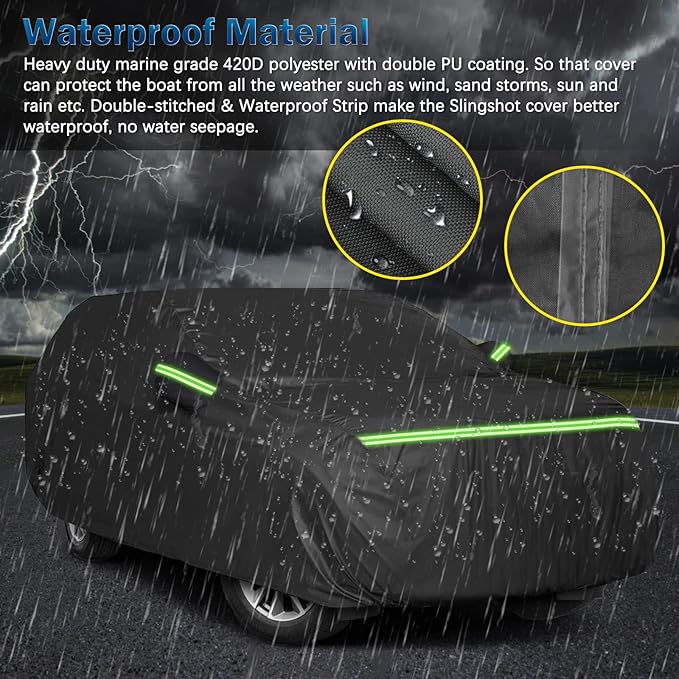 Car Cover Waterproof for 2007-2025 Chevy Suburban/GMC Yukon XL/Cadillac Escalade ESV, Snowproof Outdoor Car Covers with Zipper Windproof Heavy Duty All Weather (Black)