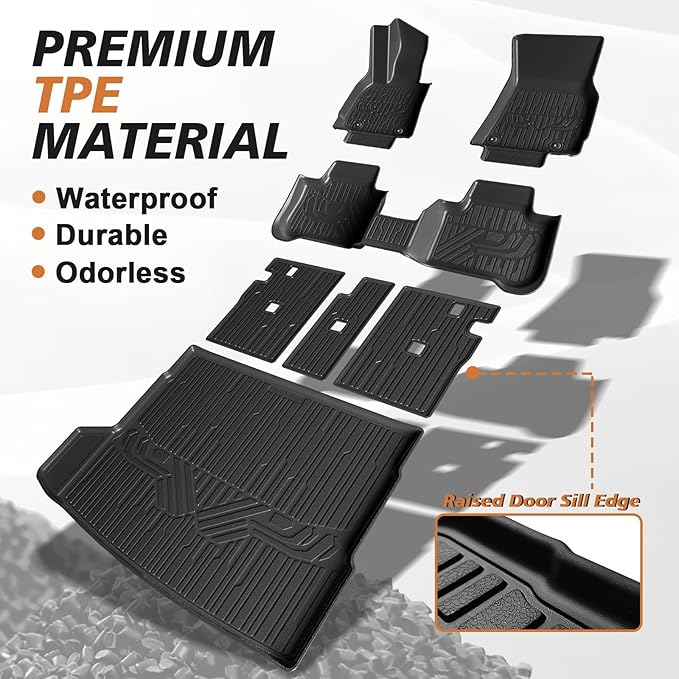 TripleAliners All Weather Liners Compatible with 2025 BMW X3 Accessories TPE Anti-Slip Odorless Custom Fit Floor Liners Rear Trunk Cargo Mat Seat Back Cover(Floor Mats & Trunk Mat & Backrest Mats)