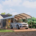 EROMMY 10x25 FT Carport Storage Shed 2-in-1, Heavy Duty Car Port with Galvanized Metal Frame, Base-Reinforced Enclosed Storage Shelter, Extended Coverage for Trucks, Cars & All Vehicles, Gray