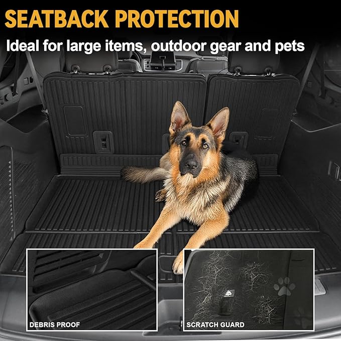 Floor Mats Set for 2021-2025 Chevy Suburban 7 Seats/GMC Yukon XL Accessories, Full Coverage All Weather Floor Mats Cargo Mat with 3rd Row Backrest Protectors & Door Sill Guards