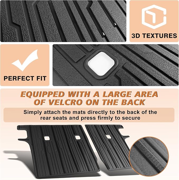 TripleAliners Backrest Mats All Weather Liners Compatible with 2025 Nissan Kicks Interior Accessories TPE Second Row Seats Back Cover Custom Fit Protection Car Liner