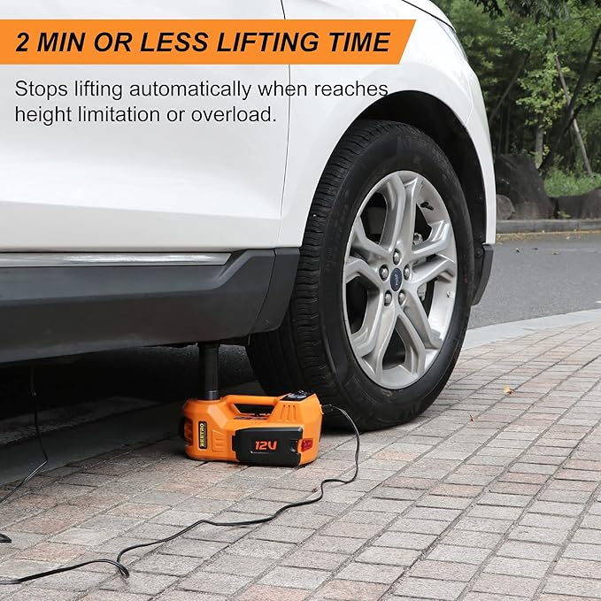 BEETRO Electric Car Jack Kit 5 Ton 12V with Electric Wrench and Tire Inflator Pump for SUV MPV Sedan Change Tires Garage Repair