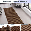 Custom Size Backed Non-Slip Area Rugs Runner, Easy Clean, Waterproof Runner Rugs for Hallway Entryway, Kitchen, Laundry, 4FT x 65FT, Brown Checkered
