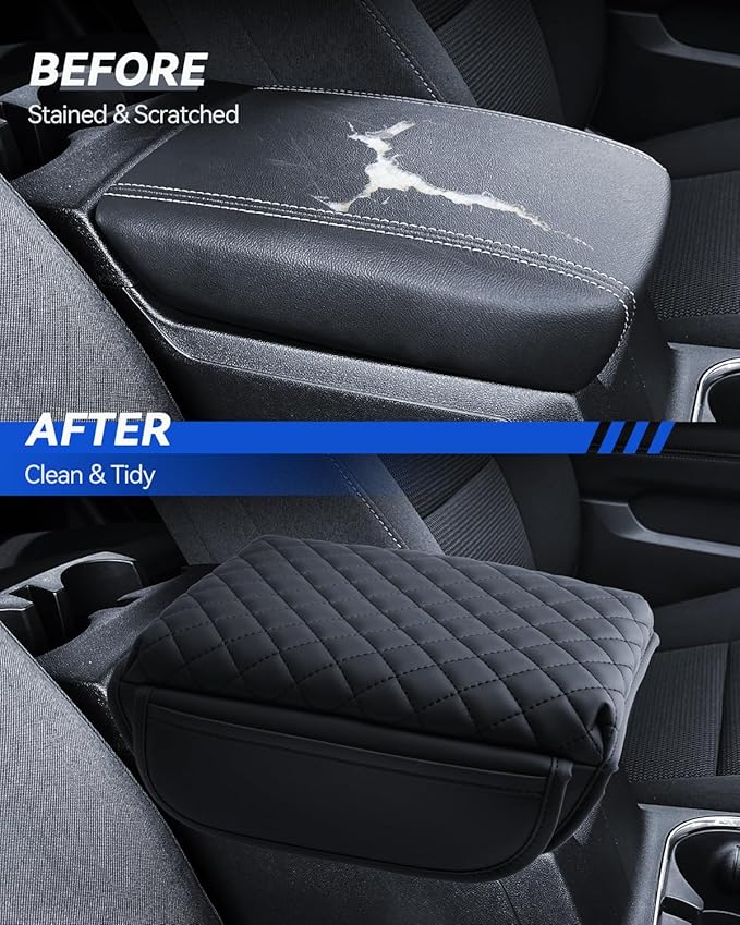 Armrest Cover for 2023 2024 2025 Chevy Colorado & 2023 2024 2025 GMC Canyon Accessories Center Console Middle Lid Pad Protector for Car Elbow Rest-Thickened with 2 Side Pocket