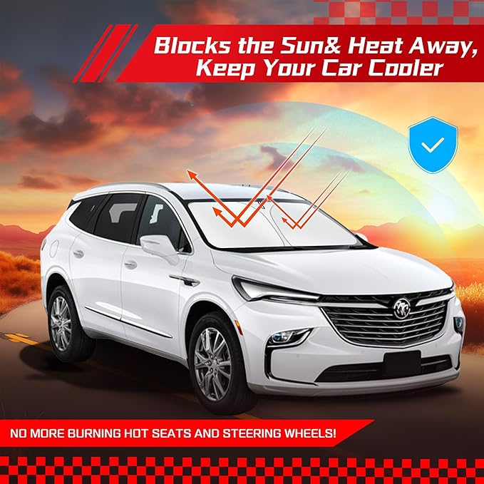 ARISMOTOR Windshield Sun Shade for Buick Enclave 2018-2024, Custom Fit Foldable Front Window Sunshade Sun Visor Protector, Block UV Rays Keep Your Car Cooler