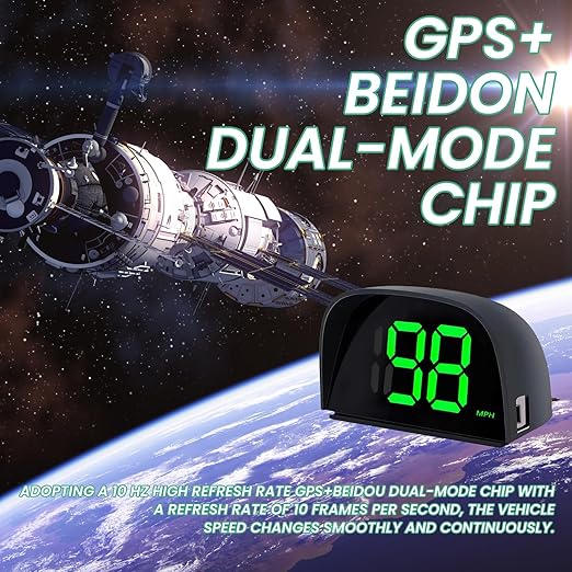2 Pack GPS Digital Speedometer for Car MPH Golf Cart Universal HUD Speed Meter with LED Large Font Head Up Display Car Accessories with USB Cable Plug Play for Truck Motor SUV Golf Cart All Vehicles