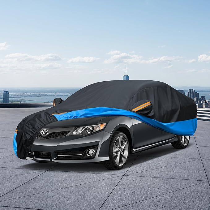 Car Cover Waterproof All Weather Outdoor Windproof Dustproof UV Protection Fit Sedan BMW 2 Series,Chevrolet Cobalt，Dodge Neon，KIA Sephia，Nissa Versa