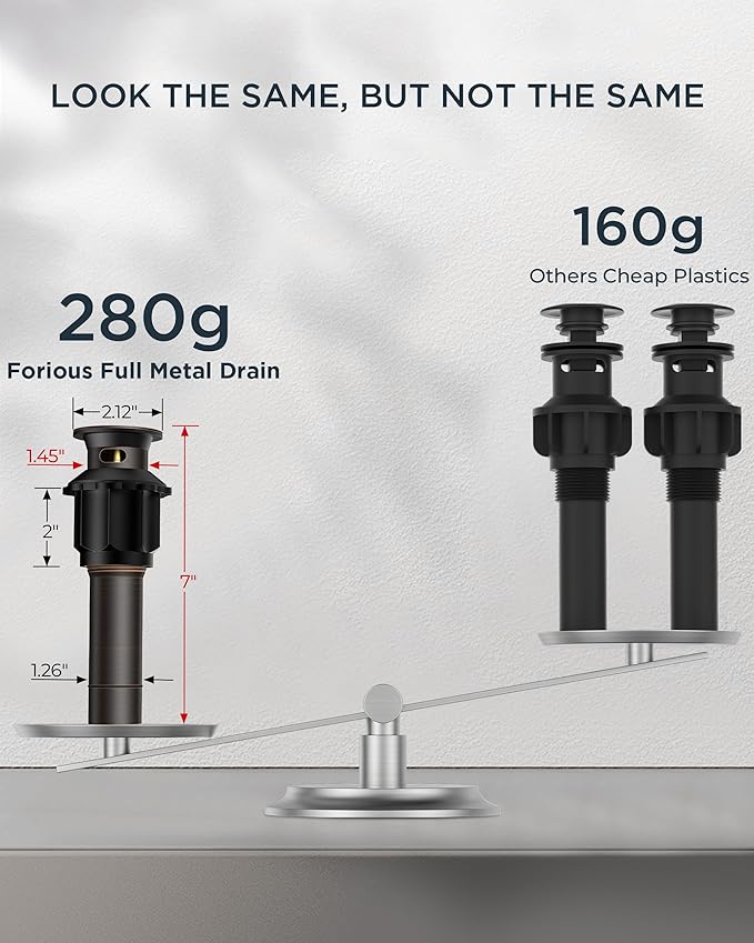 FORIOUS Oil Rubbed Bronze Bathroom Faucet 3 Hole, 8 Inch Widespread Bathroom Sink Faucet Bronze with Pop Up Drain, 3 Piece Vanity Faucet ORB with 24" CUPC Supply Hoses, 6" to 10" Sink Restroom Remodel