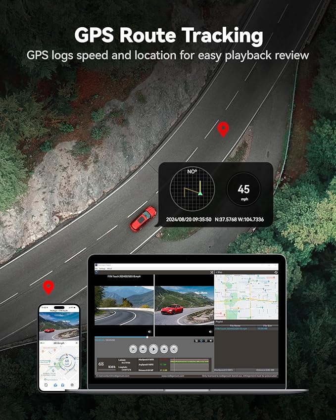 REDTIGER 4K Dash Cam Front and Rear, STARVIS 2 Sensor, Touch Screen 3.18", 128GB Card Included, Voice Control, 5.8GHz WiFi Car Dash Camera, GPS, Night Vision, Emergency Lock, Parking Mode (F7N Touch)