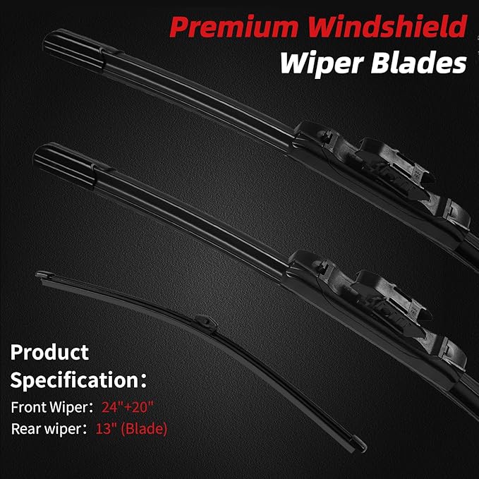 OTUAYAUTO Premium Windshield Wiper Blades - Replacement for BMW X2 2018-2022 - Precision Fit, All-Weather Performance, Front and Rear Wiper Blades, Pinch Tab - 24"+20"+13" (Pack of 3)