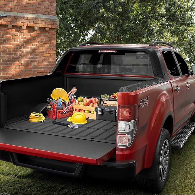 OEDRO Truck Bed Mat Fit for 2024 2025 Toyota Tacoma 5FT, TPE All Weather 2024 Tacoma 5FT Heavy Duty Pickup Bed Liner Accessories, Black