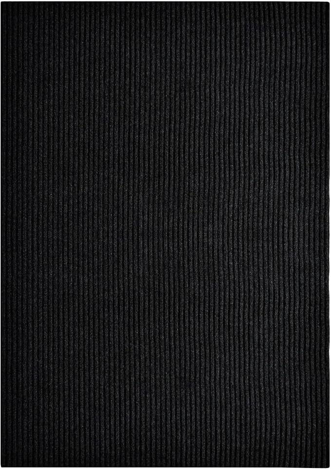 iCustomRug Spartan Weather Warrior Indoor/Outdoor Utility Ribbed Carpet Runner with Non-Slip Thermoplastic Rubber Backing, 3ft X 4ft Black