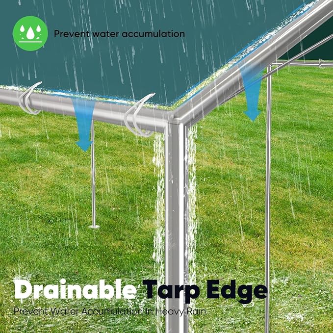 Quictent 10x15 ft Heavy Duty Car Canopy Galvanized Frame Carport Outdoor Party Tent Boat Shelter with 3 Reinforced Steel Cables - Green