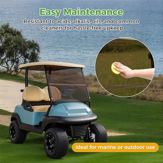 10L0L Golf Cart Windshield for Club Car Precedent 2004-Up, Tempo, 2017-Up Onward, Clear/Tinted Fold Down Club Car Windshield Anti-UV Impact Resistant - 37.5"W X 33.6"H