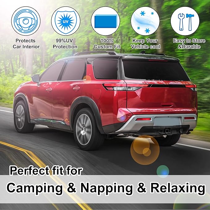 TINGLU Window Shades for Nissan Pathfinder 2022-2025 Accessories Car Side Full Windows Rear Triangular Windshield Sun Shade Sun UV Rays & Privacy Protection for Camping,Napping,and Relaxing 8PCS