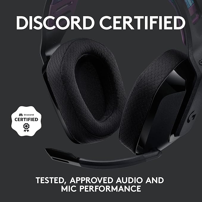 Logitech G535 LIGHTSPEED Wireless Gaming Headset - Lightweight on-ear headphones, flip to mute mic, stereo, USB rechargeable - Black