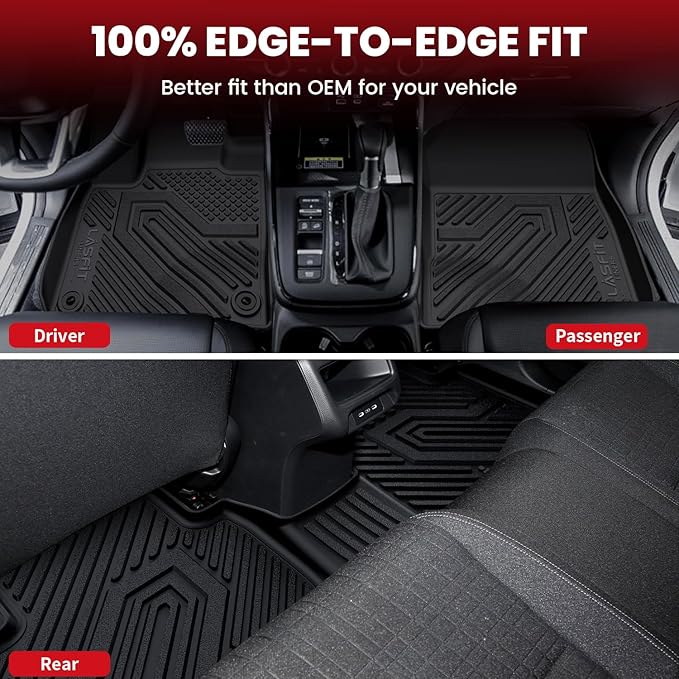 LASFIT Floor Mats & Cargo Liner for Honda HRV 2026 2025 2024 2023 (Gasoline & Hybrid) & for Acura ADX 2025, All Weather TPE Custom Fit HR-V Floor Liner Accessories, 1st & 2nd Row & Trunk Mat, Black