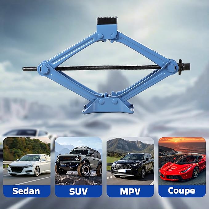 Car Jack Kit, 2.5 Ton (5511lbs), 16.5'' Portable Non-Slip Scissor Lift Jacks, Car Jack 8 Piece Set with Ratchet and Tire Replacement Kit for Sedan, MPV, SUV