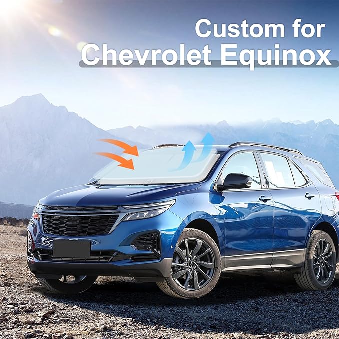 for Chevrolet Equinox 2018-2023 2024 2025 Sun Shade Sunshade Windshield Cover - 4 Layers Front Window Shade Not for Equinox EV Sun Visor - 240T Retractable Shade Blocks UV Rays Car Accessories