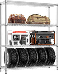 IZEUK 2640 LBS Garage Shelving Wide Storage Shelves 4 Tier Metal Shelves Heavy Duty Adjustable Utility Shelf Rack Chrome 17.7" D x 59.1" W x 70.4" H