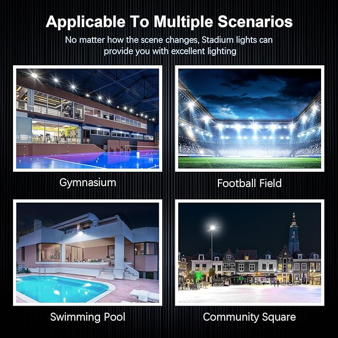 Stadium Lights Outdoor LED, Super Bright 50800 Lumen Stadium Flood Light 5000K 360W Commercial Arena Field Lighting Security IP65 Waterproof Exterior Floodlight for Yard Sport and Court