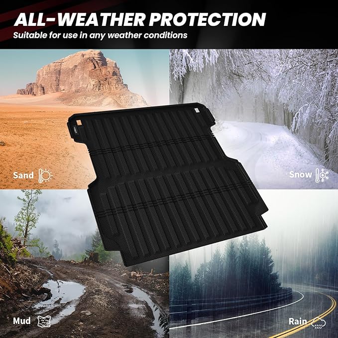LASFIT Truck Bed Mat for Honda Ridgeline 2025 2024 2023 2022 2021 2020 2019 2018 2017 5.3FT (64.0 in) Bed Mat, TPE All Weather Custom Fit Truck Cargo Bed Liner, Black